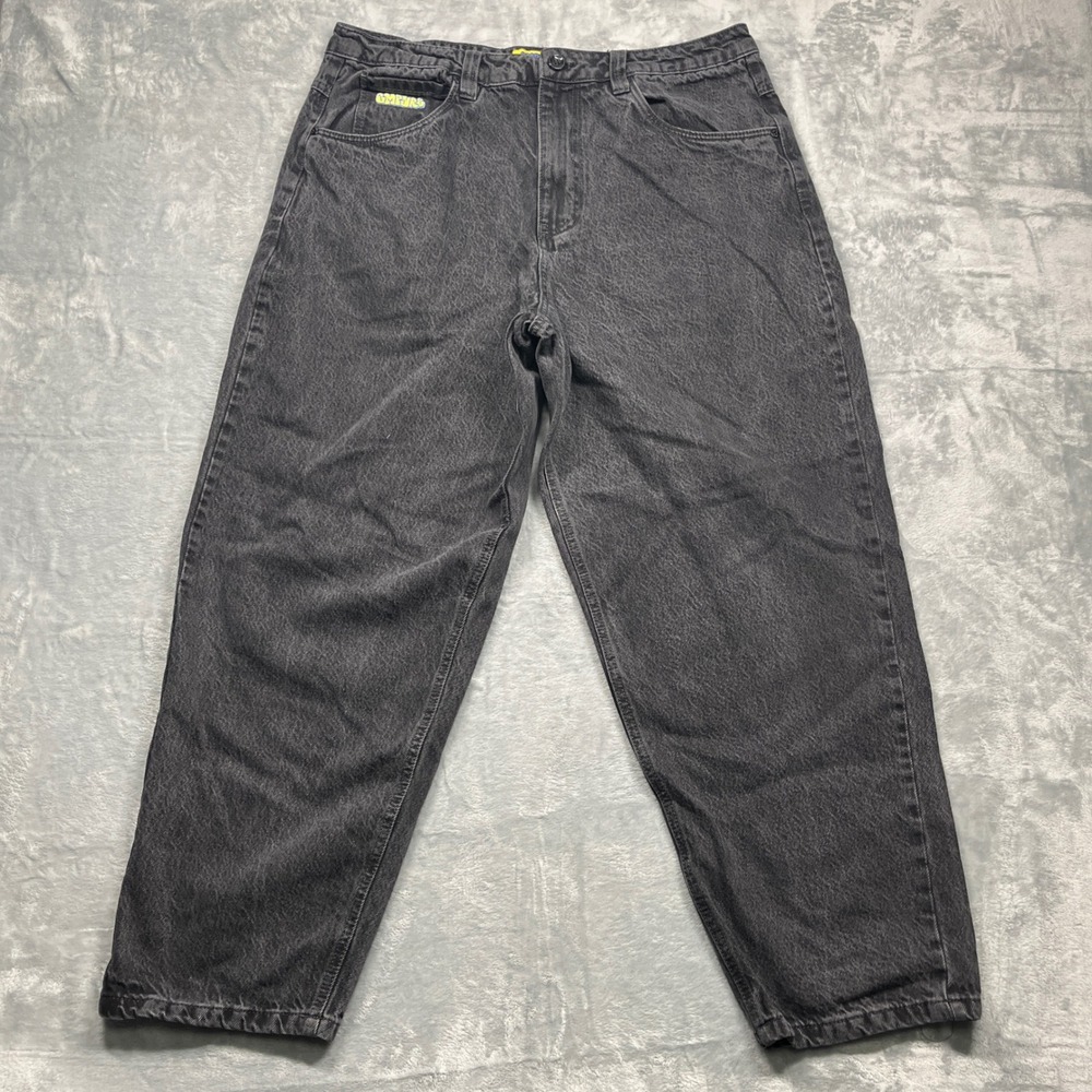 Empyre Shmutz Loose Fit Jeans Mens Black Baggy Skate Denim Washed Wide Leg 36